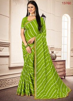 Laxmipati Sundarta-8 Green Chiffon Saree (Green, 13760-D)