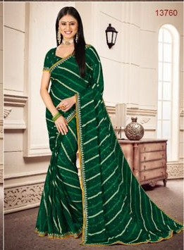 Laxmipati Sundarta-8 Green Chiffon Saree (Green, 13760-H)