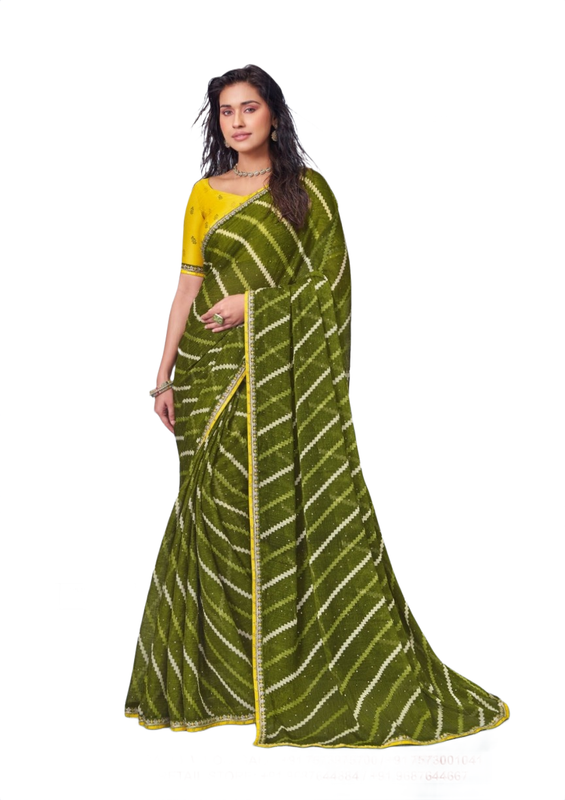 Laxmipati N-3466 Green Chiffon Saree