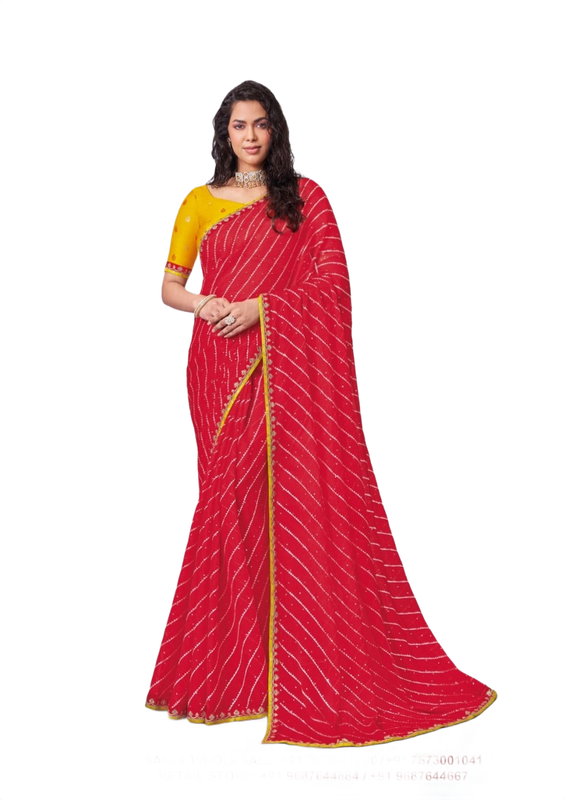 Laxmipati N-3471 Red Chiffon Saree