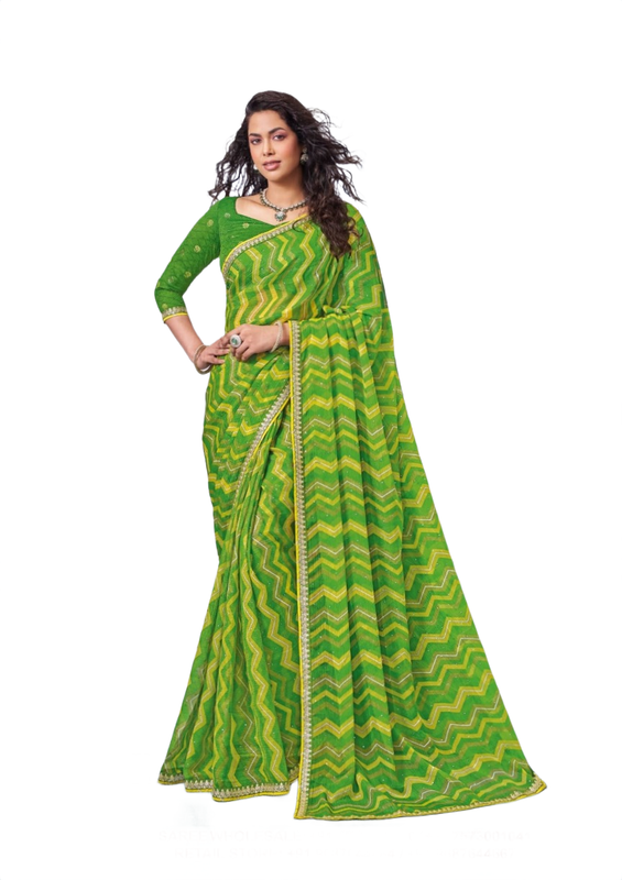 Laxmipati N-3473 Green Chiffon Saree