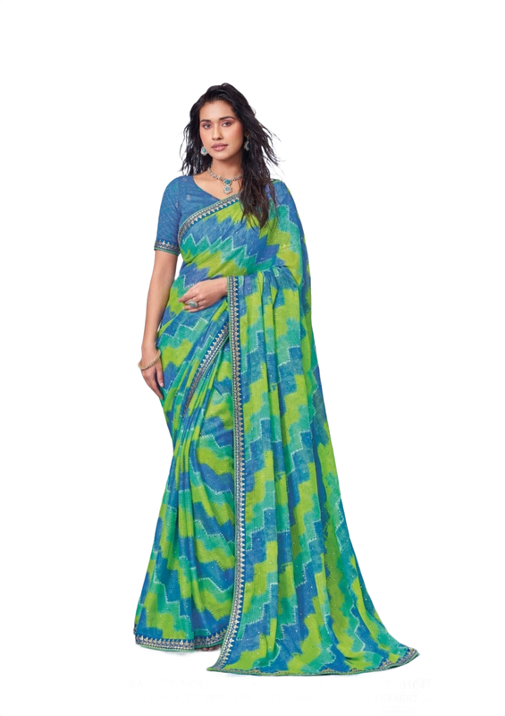 Laxmipati N-3476 Green Chiffon Saree