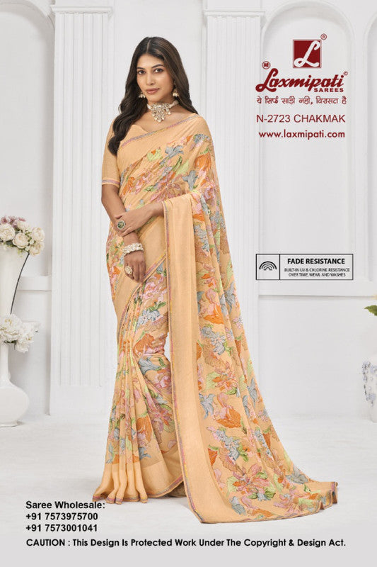 Laxmipati Sitaphal Peach Georgette Saree (Peach, N-2723)
