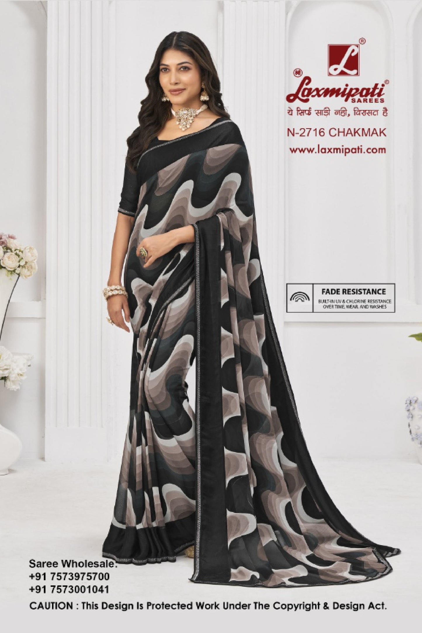 Laxmipati Sitaphal Black Georgette Saree (Black, N-2716)