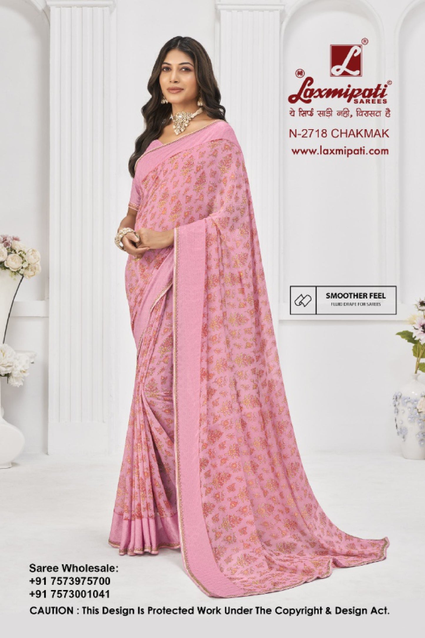 Laxmipati Sitaphal Pink Georgette Saree (Pink, N-2718)