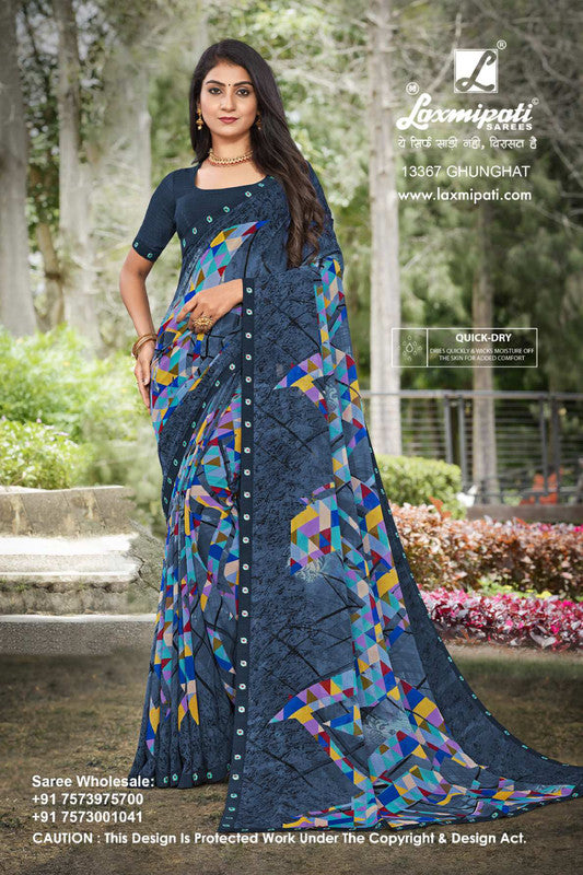 Laxmipati 13367 Blue Georgette Saree