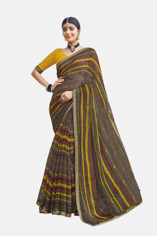 Laxmipati N-2401 Green Sparkle Chiffon Saree