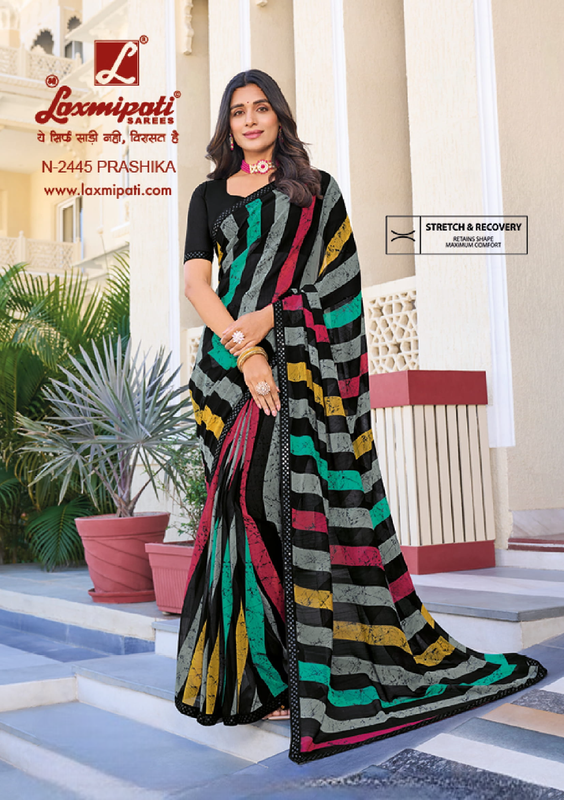 Laxmipati Rang Panchami Black Georgette Saree (Black, N-2445)