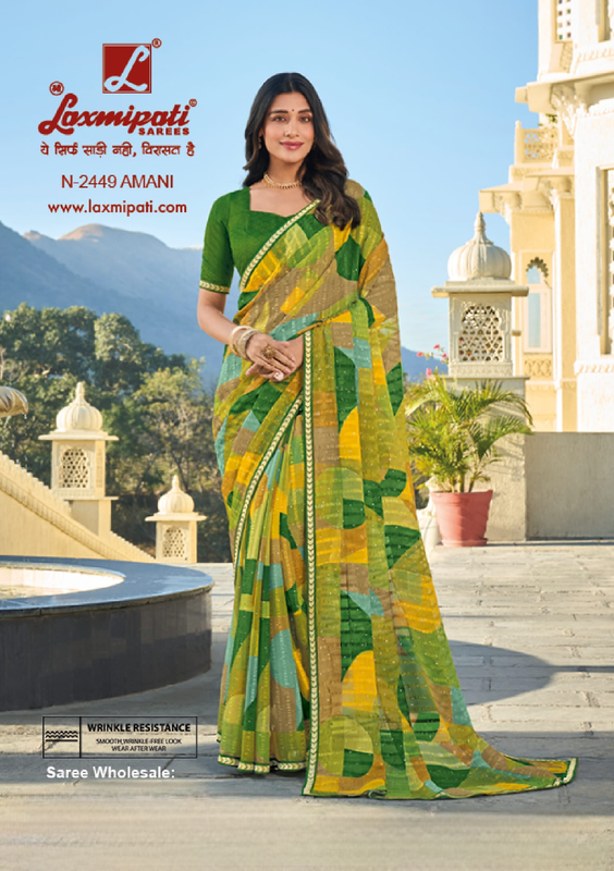 Laxmipati Rang Panchami Multicolor Chiffon Saree (Multicolor, N-2449)