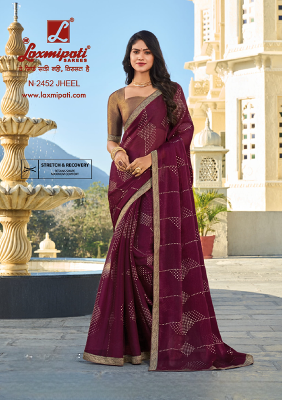 Laxmipati Rang Panchami Wine Jimmy Choo Saree (Wine, N-2452)