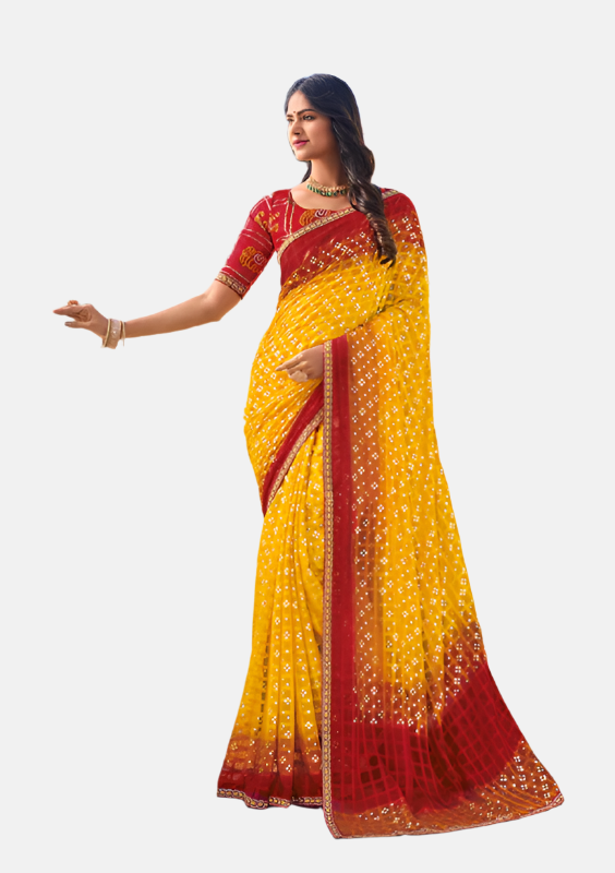 Laxmipati N-2462 Mustard Chiffon Saree