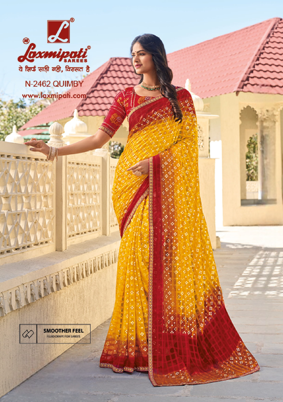 Laxmipati Rang Panchami Mustard Chiffon Saree (Mustard, N-2462)
