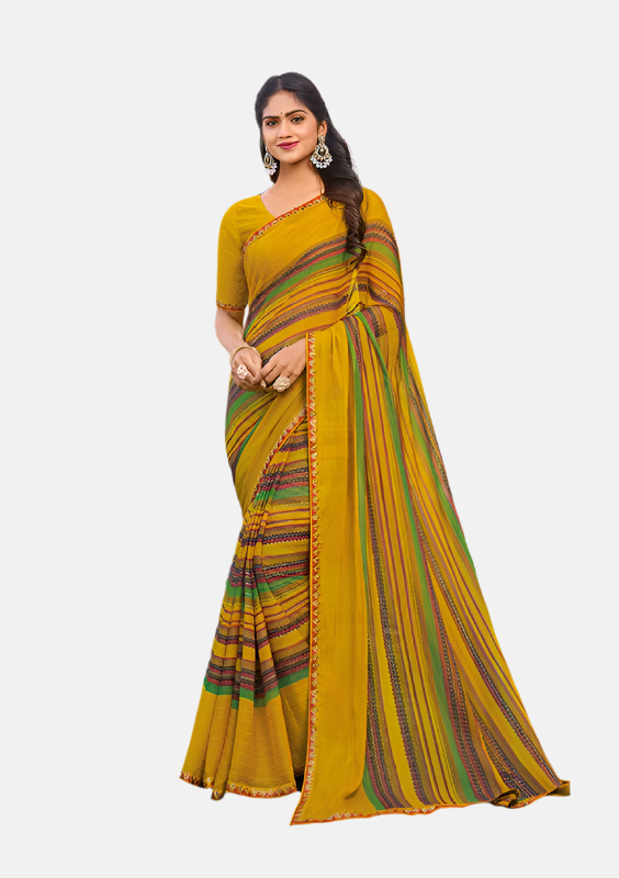 Laxmipati N-2470 Mustard Sparkle Chiffon Saree