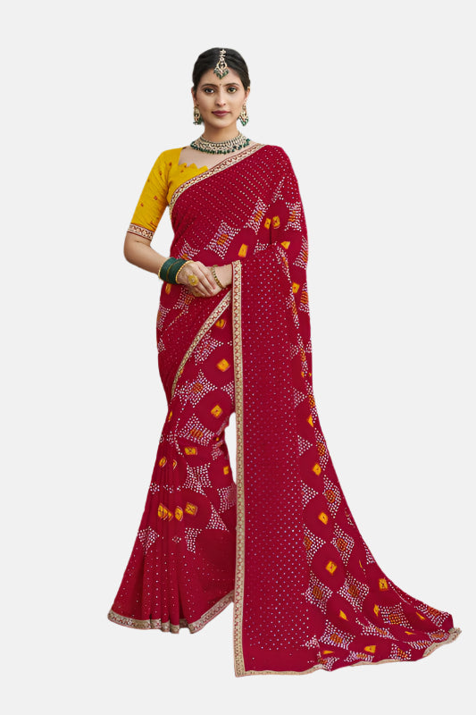 Laxmipati N-2565 Red Moss Chiffon Saree