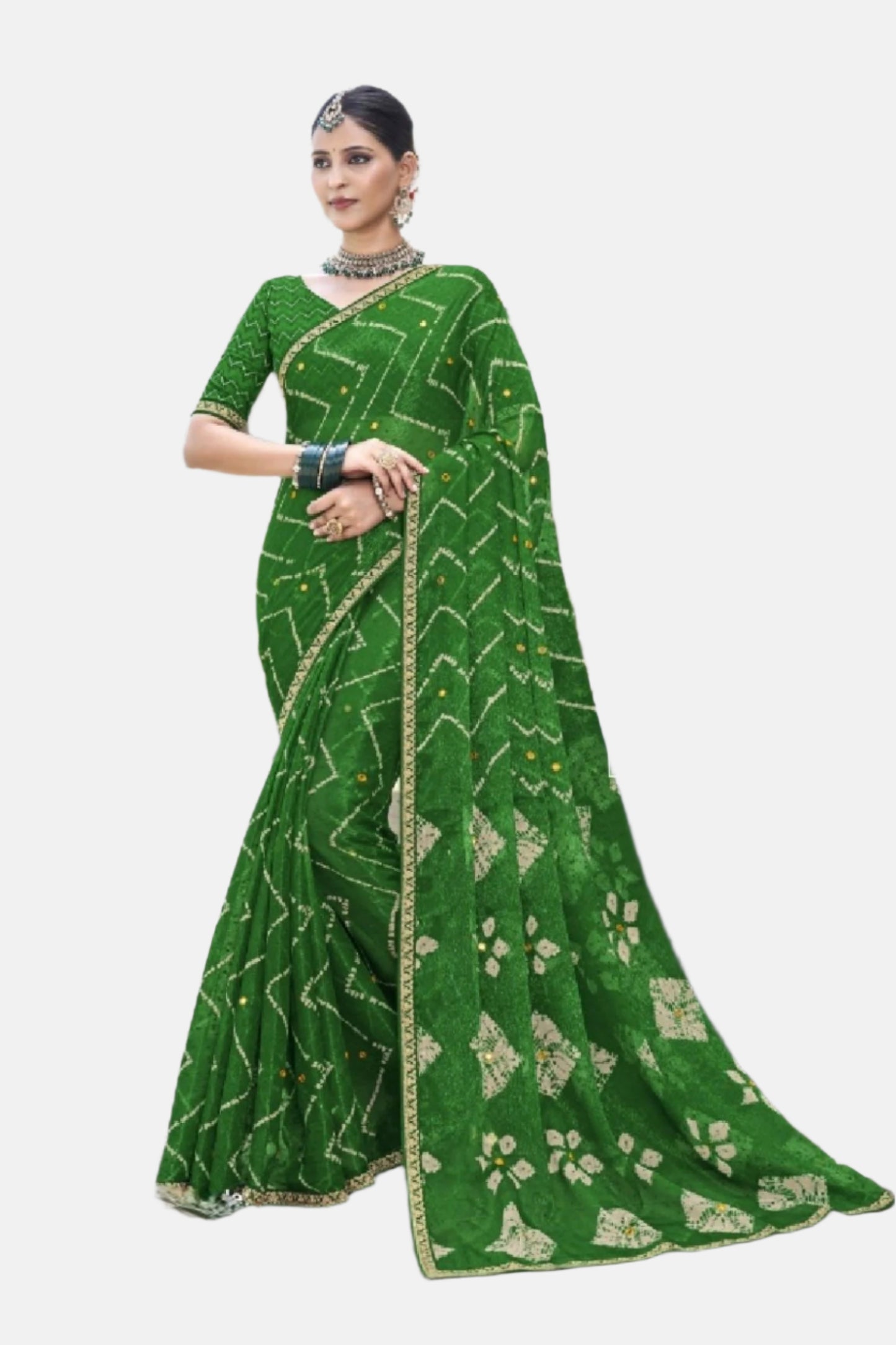 Laxmipati N-2622 Green Chiffon Saree