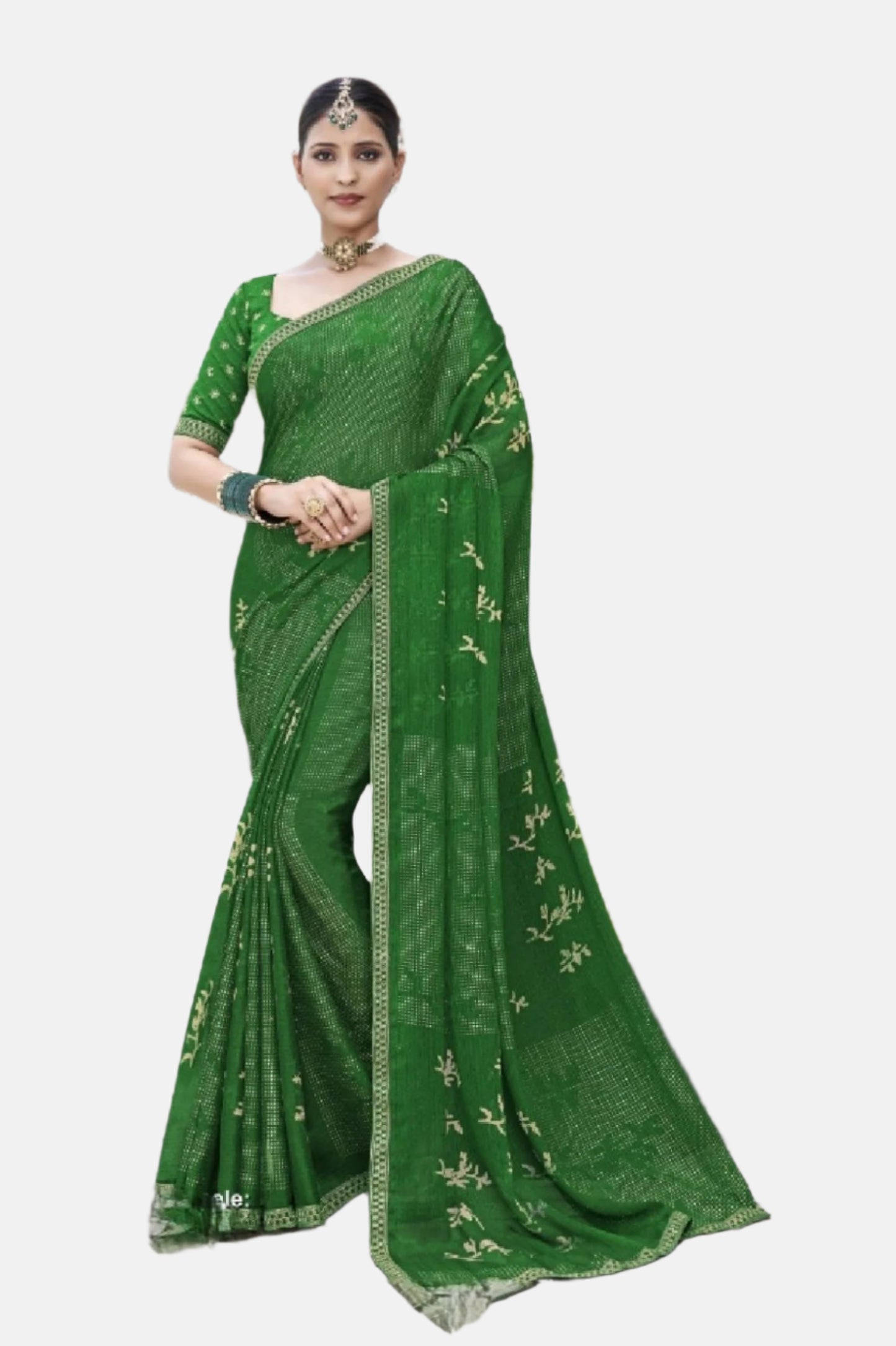Laxmipati N-2624 Green Chiffon Saree