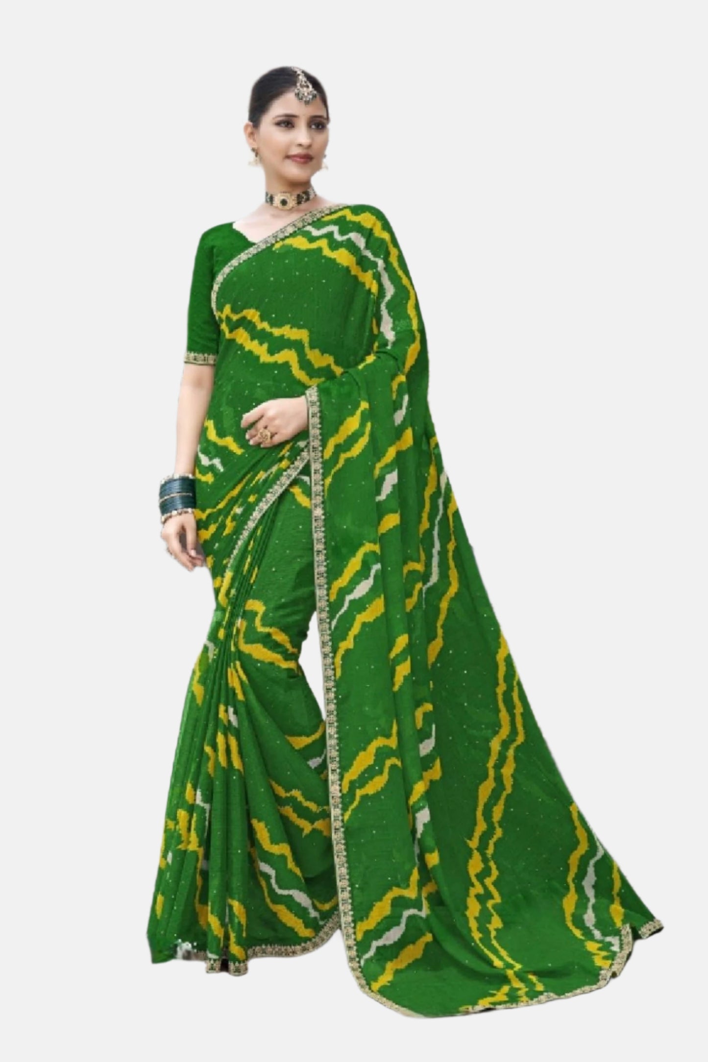 Laxmipati N-2627 Green Chiffon Saree