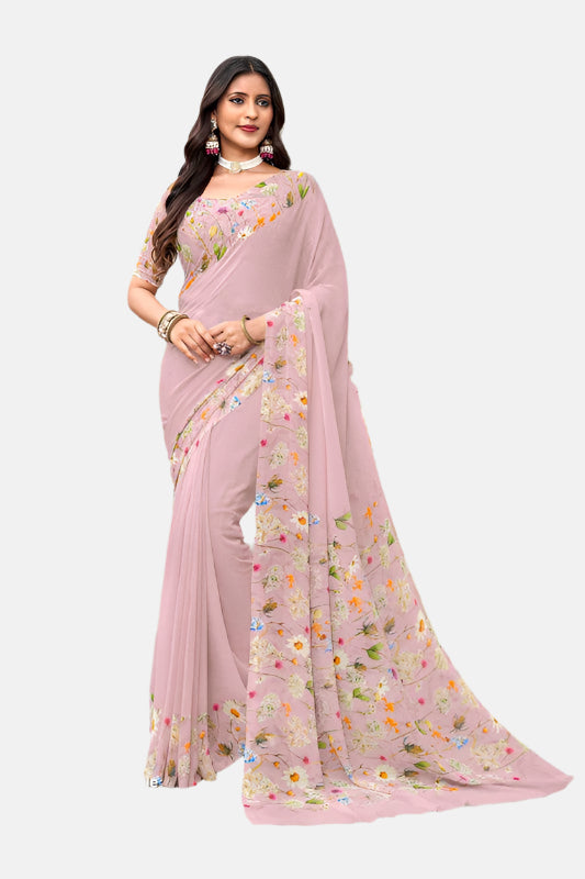Laxmipati N-2633 Pink Georgette Saree