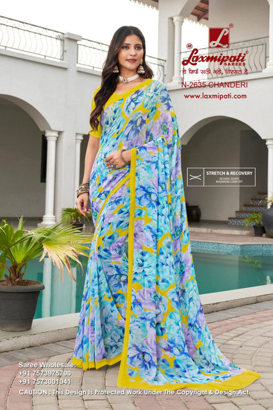 Laxmipati Basundi Blue Georgette Saree (Blue, N-2635)