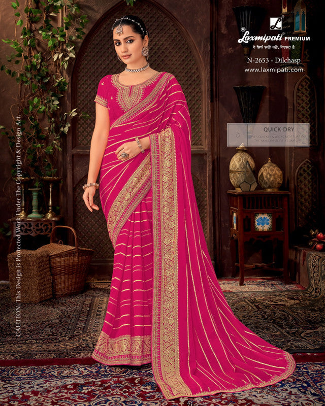 Laxmipati Firki-3 Pink Soft Organza Saree (Pink, N-2653)