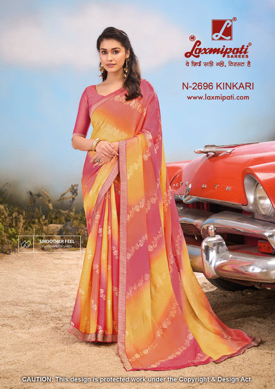 Laxmipati Baarish Peach Organza Saree (Peach, N-2696)