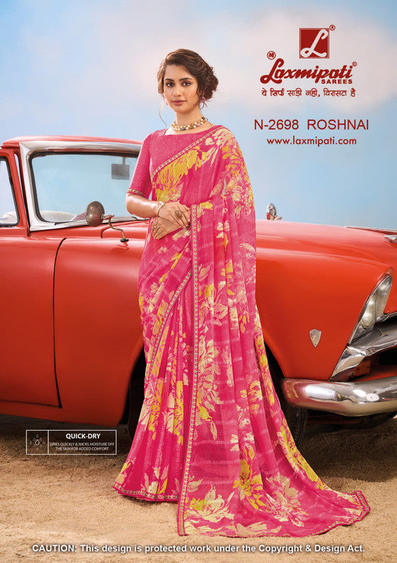 Laxmipati Baarish Pink Chiffon Saree (Pink, N-2698)