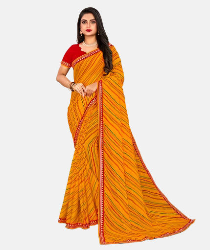 Laxmipati 13754 Yellow Chiffon Saree 