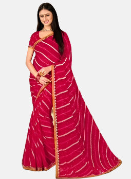 Laxmipati 13760-C Red Chiffon Saree 
