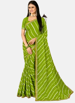 Laxmipati 13760-D Green Chiffon Saree 