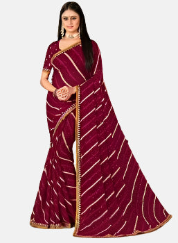 Laxmipati 13760-E Maroon Chiffon Saree 
