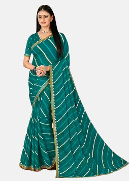 Laxmipati 13760-F Blue Chiffon Saree 