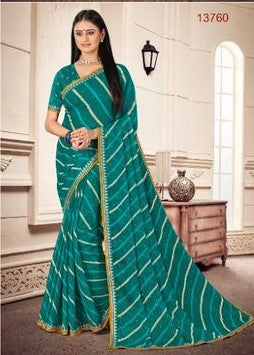 Laxmipati Sundarta-8 Blue Chiffon Saree (Blue, 13760-F)