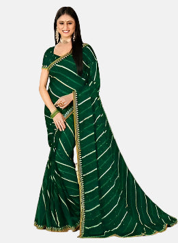 Laxmipati 13760-H Green Chiffon Saree 