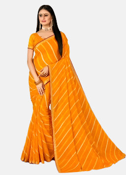 Laxmipati 13760-I Yellow Chiffon Saree 