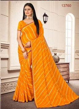 Laxmipati Sundarta-8 Yellow Chiffon Saree (Yellow, 13760-I)