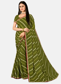 Laxmipati 13760-J Green Chiffon Saree 
