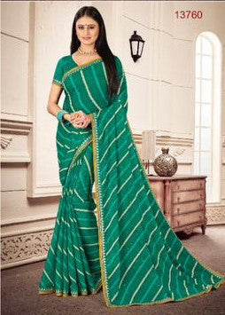 Laxmipati Sundarta-8 Green Chiffon Saree (Green, 13760-L)