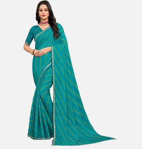 Laxmipati 14083 Blue Chiffon Saree 