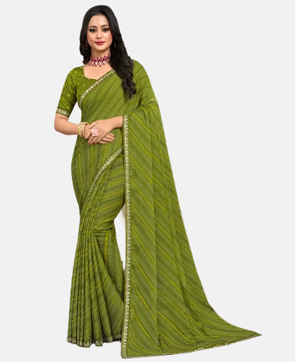 Laxmipati 14084 Green Chiffon Saree 