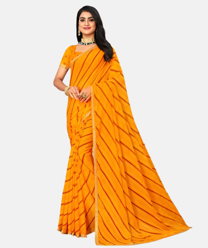 Laxmipati 14087 Yellow Chiffon Saree 