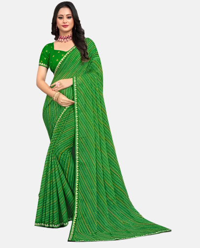 Laxmipati 14088 Green Chiffon Saree 