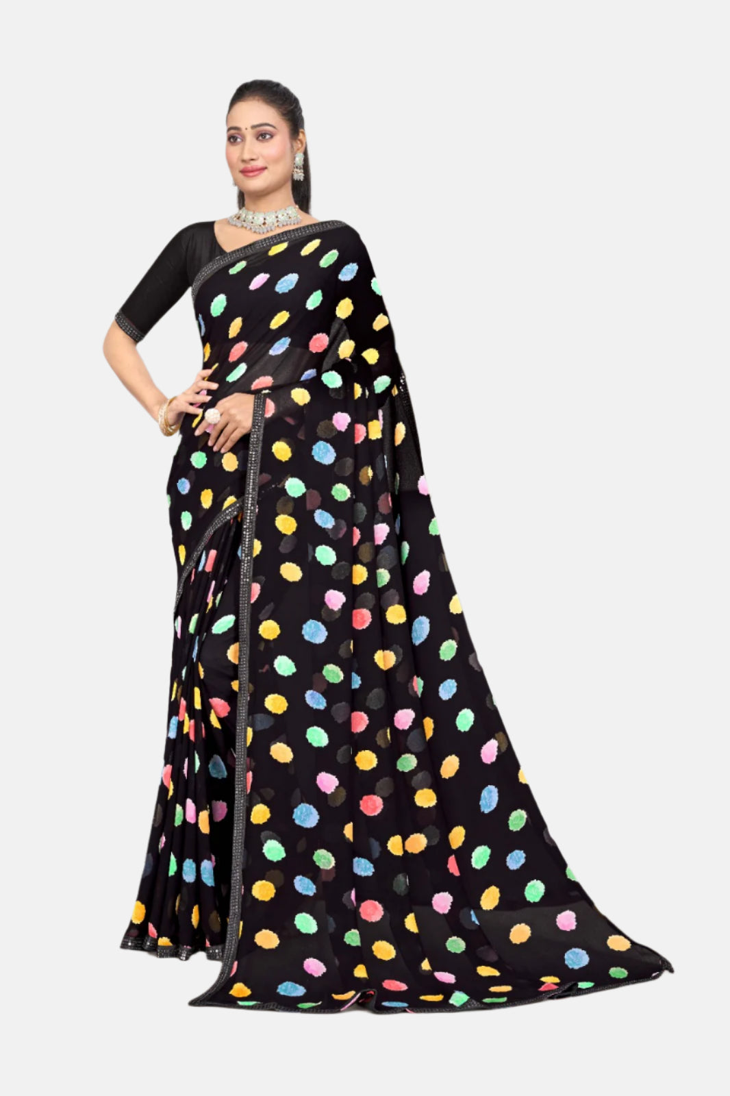 Laxmipati OT-14244 Black Georgette Saree 