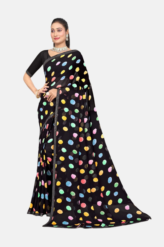 Laxmipati OT-14244 Black Georgette Saree 