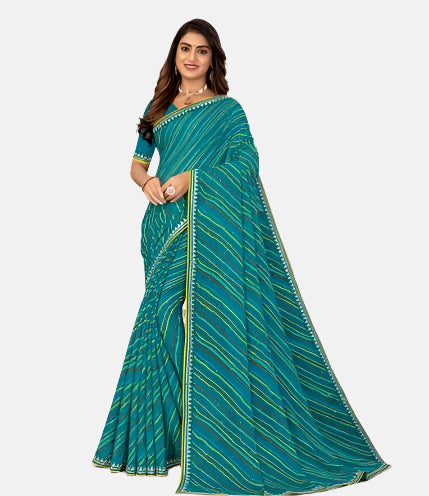 Laxmipati 14264 Blue Chiffon Saree 
