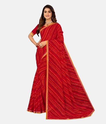 Laxmipati 14265 Red Chiffon Saree 