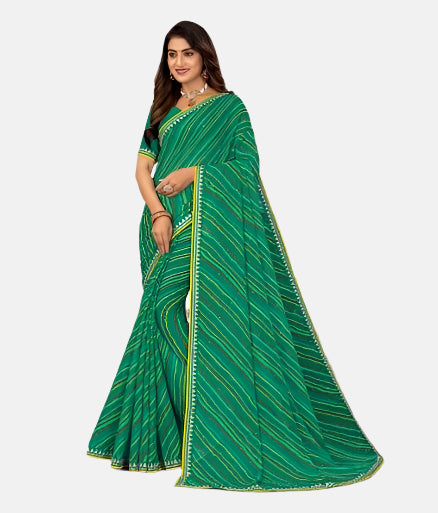Laxmipati 14266 Green Chiffon Saree 