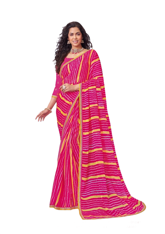 Laxmipati N-3465 Pink Chiffon Saree 