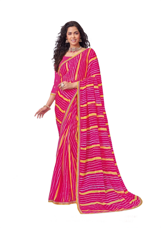 Laxmipati N-3465 Pink Chiffon Saree 