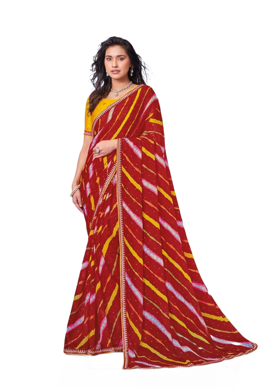 Laxmipati N-3468 Red Chiffon Saree 