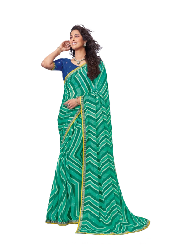 Laxmipati N-3469 Blue Chiffon Saree 